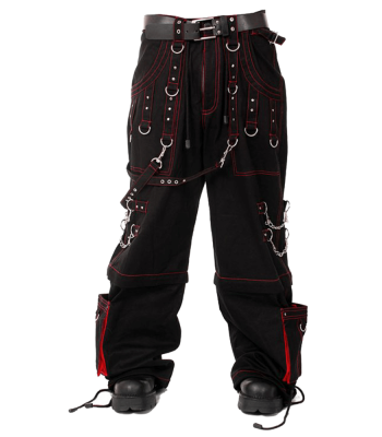 Men Gothic Trouser Cyber Red Thread Bondage Trouser Elite Pant Steampunk Pant